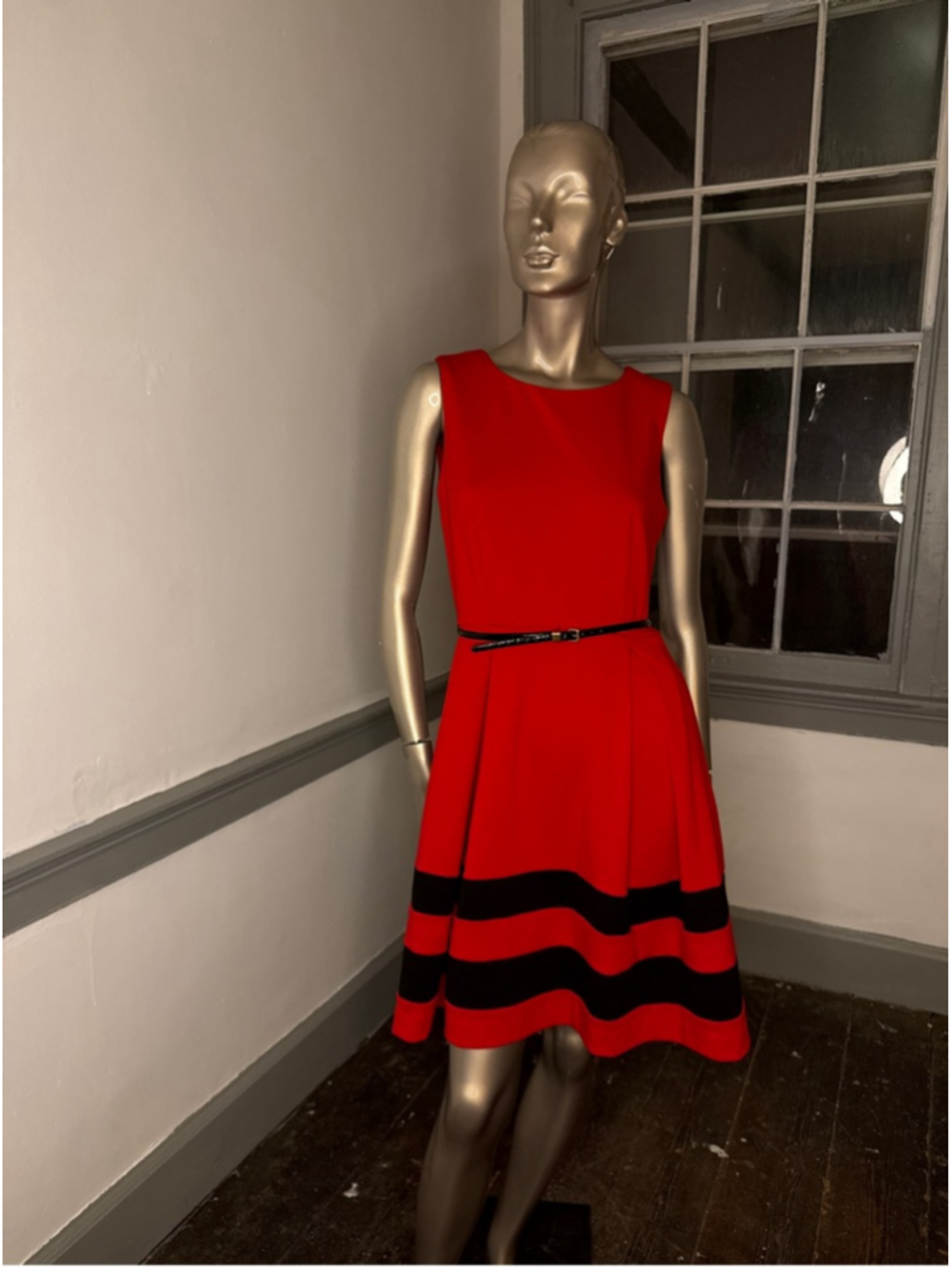 Calvin Klein Red Dress with Black Accents Size 8